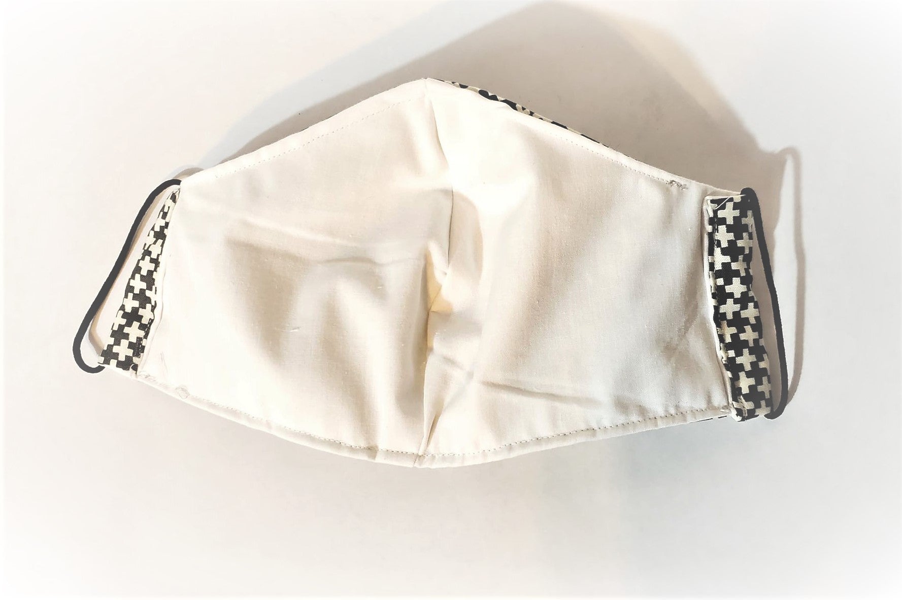 Black with White Crosses Handmade Print Adult Face Mask Organic Cotton