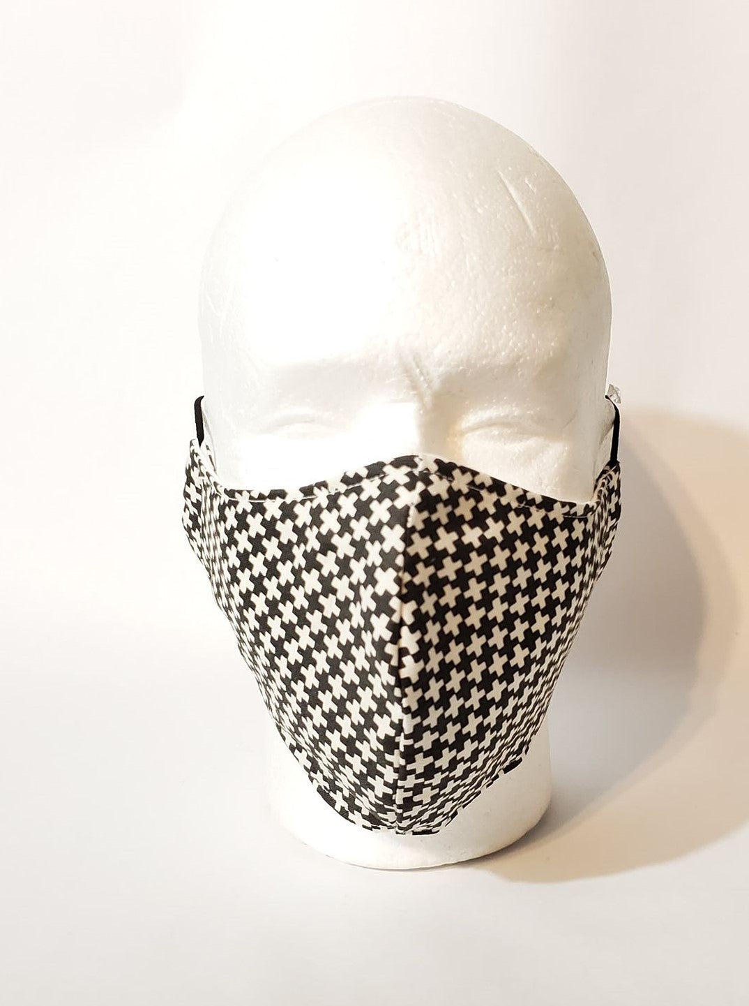 Black with White Crosses Handmade Print Adult Face Mask Organic Cotton