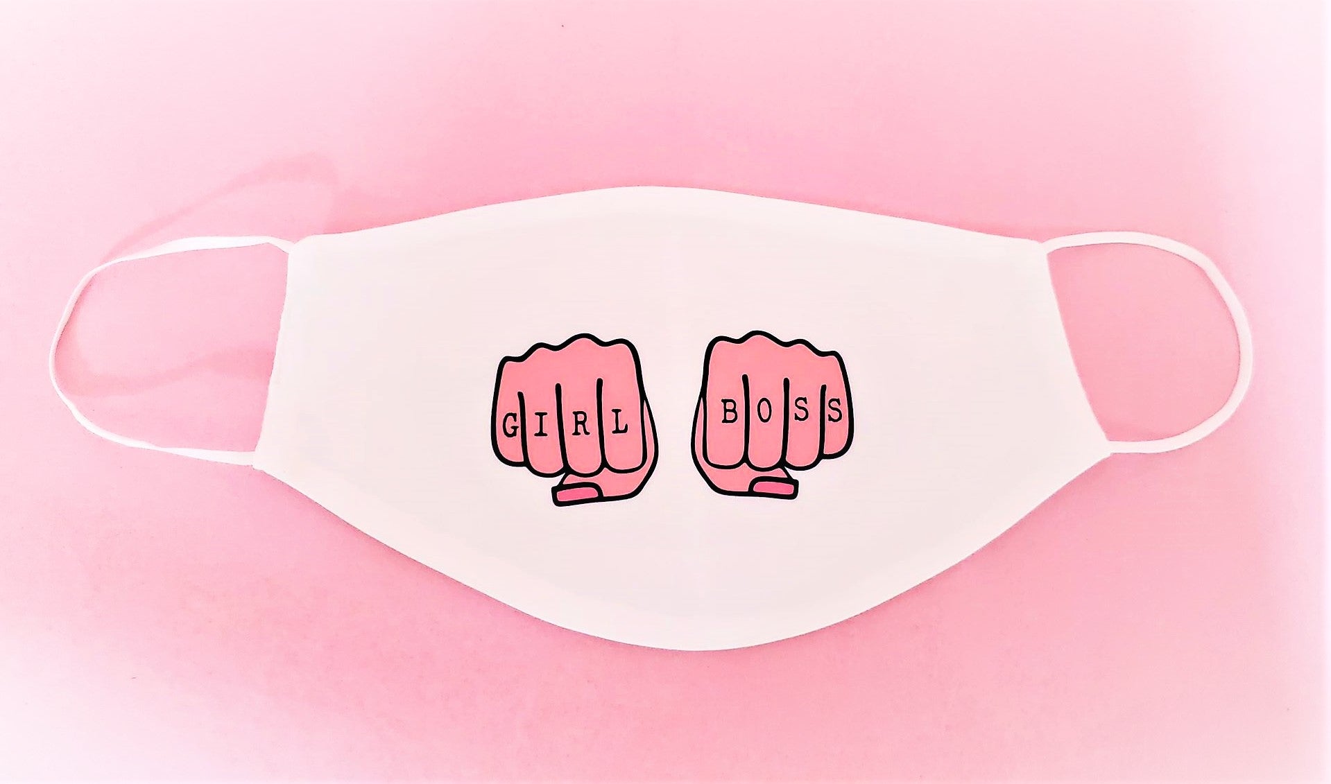 GIRL BOSS PINK TATTOO FISTS Adult Face Mask Organic Cotton