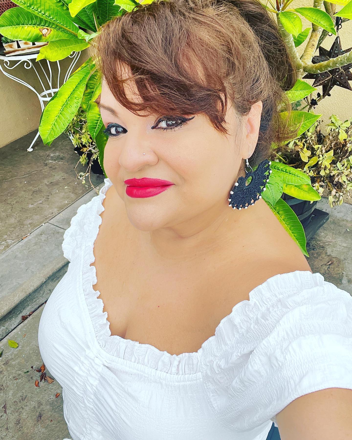 CROCHET Fan Earrings Hand made 2.5"