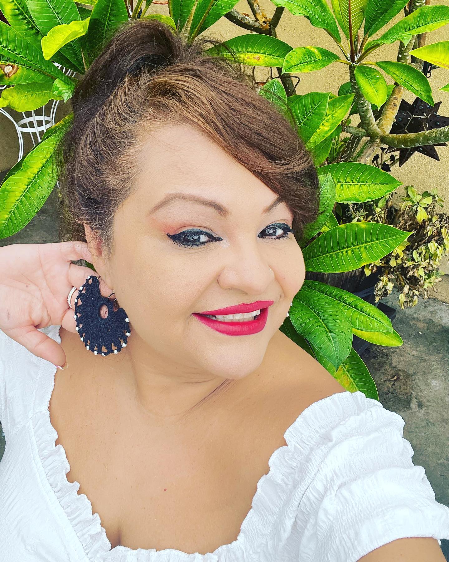 CROCHET Fan Earrings Hand made 2.5"