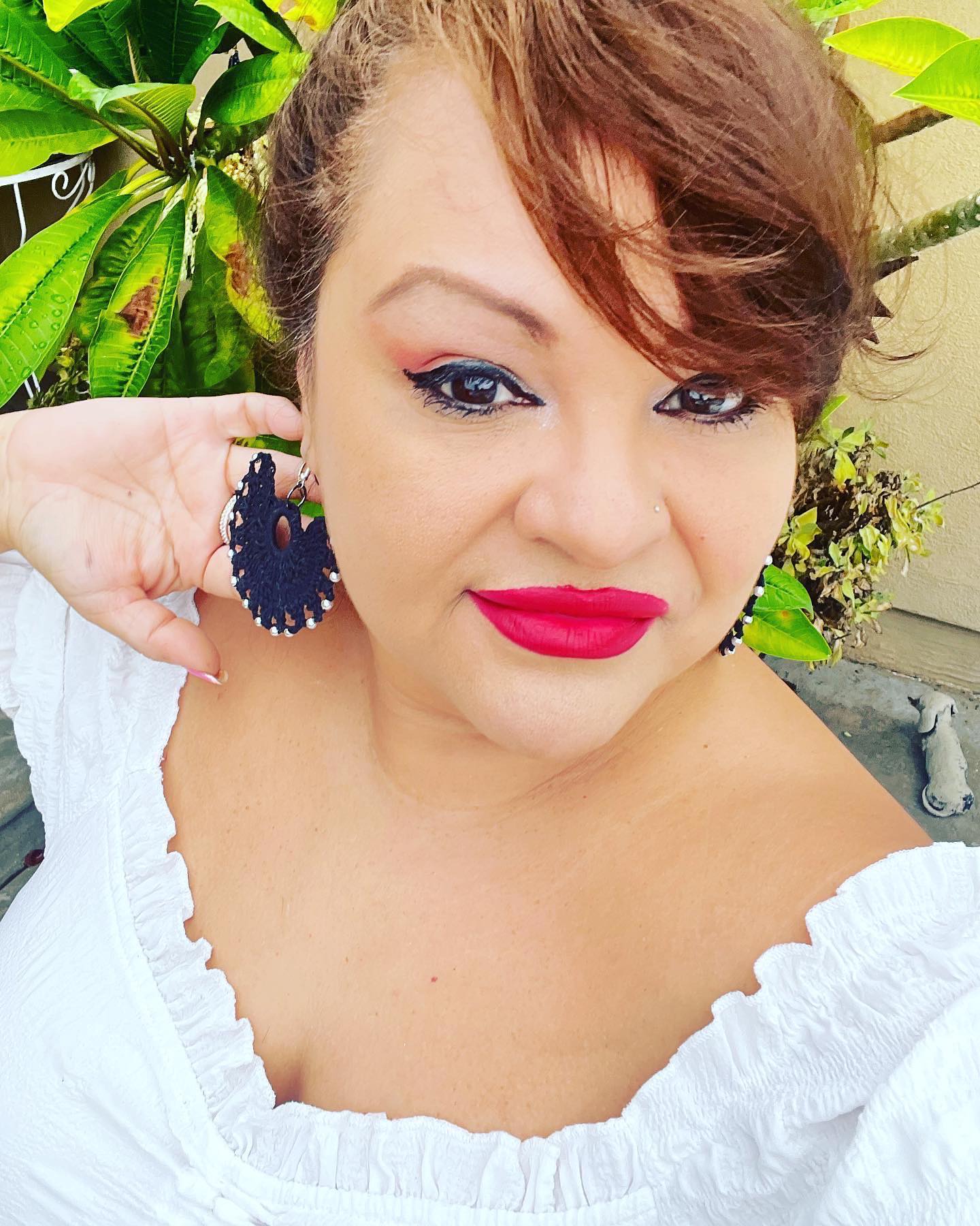 CROCHET Fan Earrings Hand made 2.5"