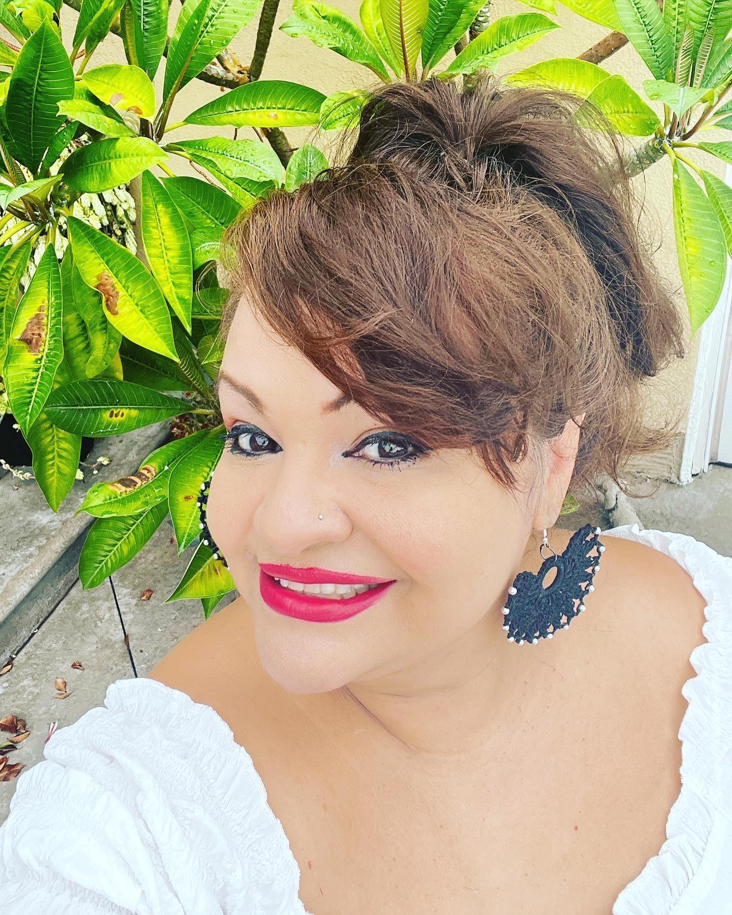 CROCHET Fan Earrings Hand made 2.5"