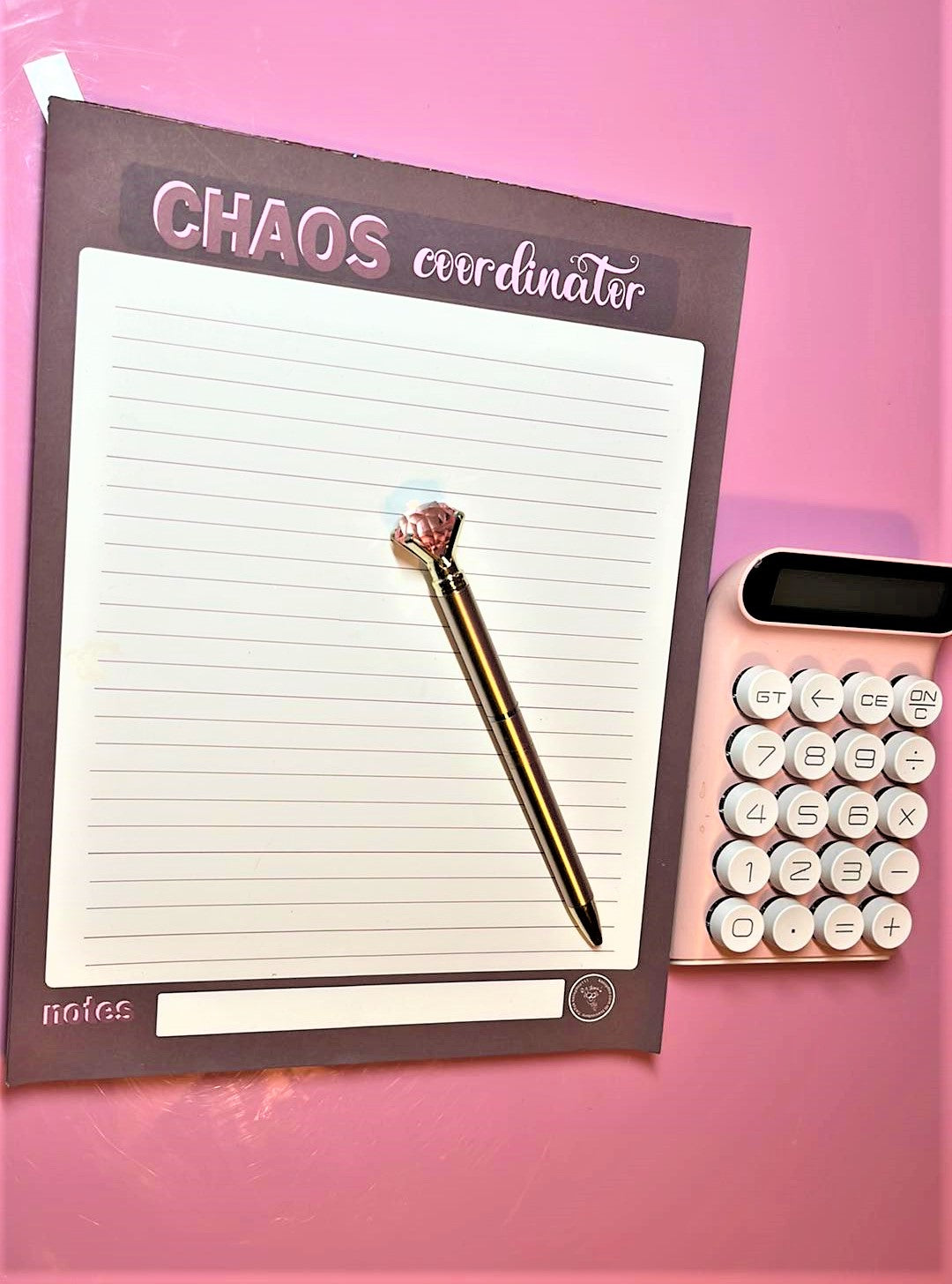 CHAOS Coordinator Rootbeer Notepad and Pink Diamond Pen
