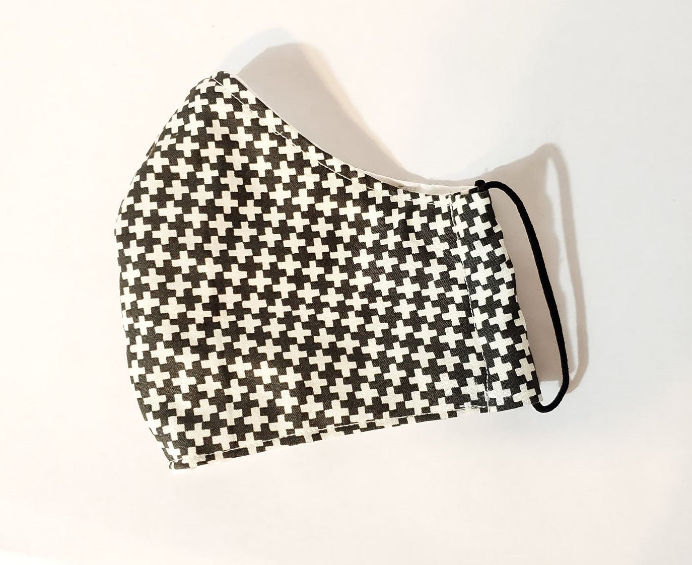 Black with White Crosses Handmade Print Adult Face Mask Organic Cotton