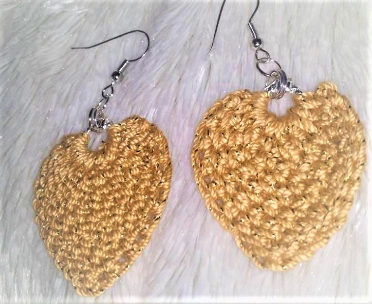 Gold Glitter Crochet Earrings