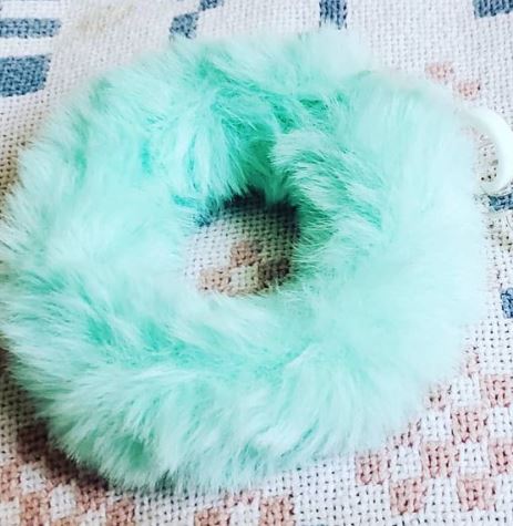 Crystal Lake Wooden Hotel Keychain with Fluffy Bracelet