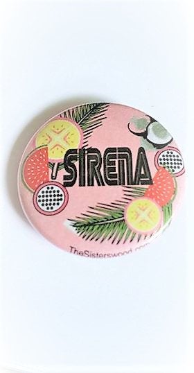 SIRENA TROPICAL PIN  Palm Tree Kiwi Button 1.5"