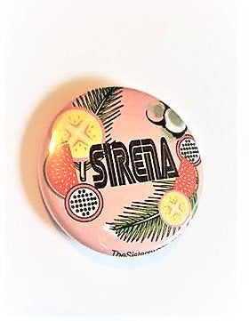 SIRENA TROPICAL PIN  Palm Tree Kiwi Button 1.5"