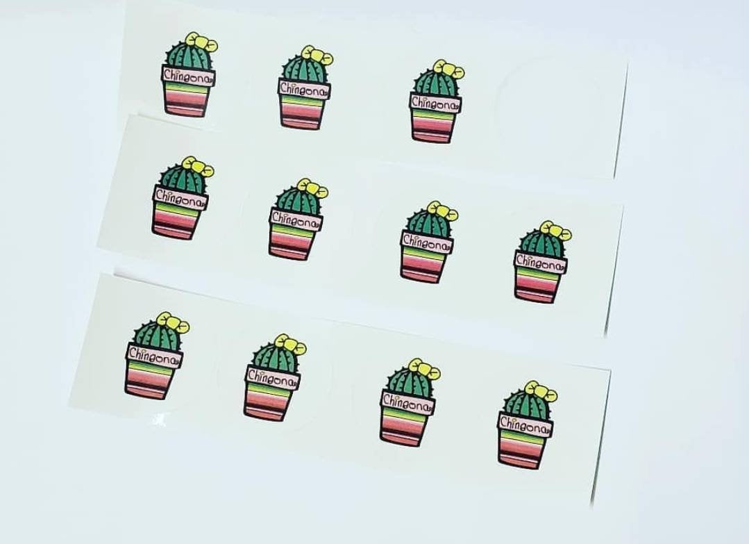 CHINGONA CACTUS STICKERS 4 stickers Round 2"