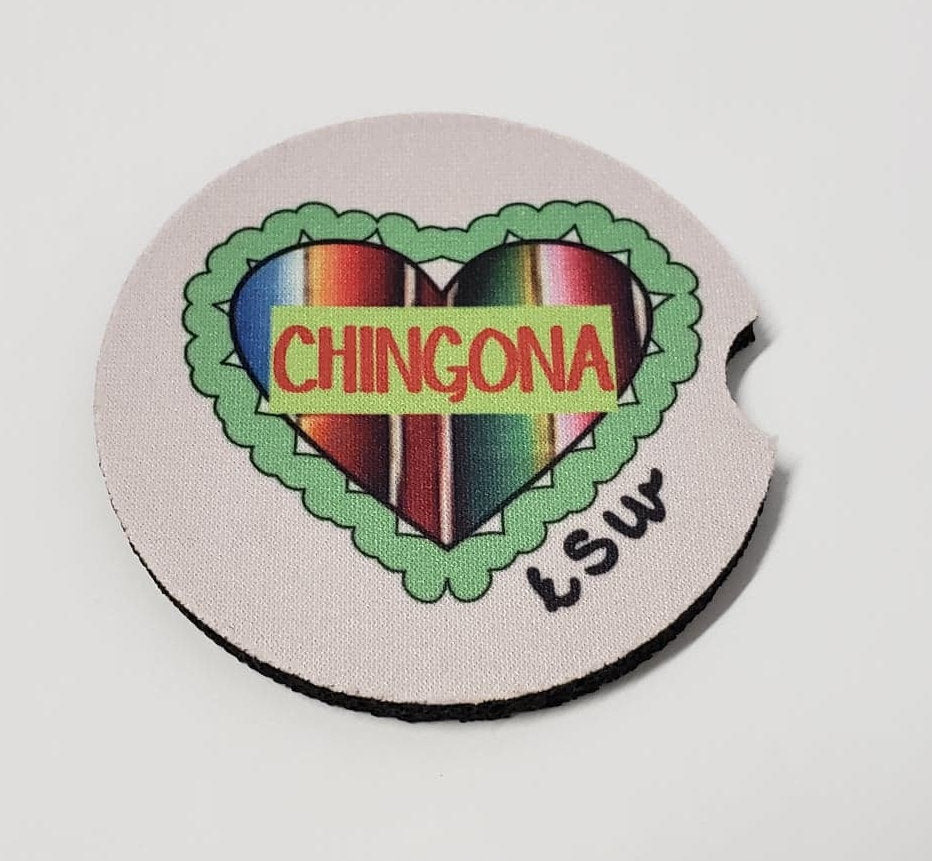 2 CHINGONA Zarape Heart Car Coasters 1 Pair