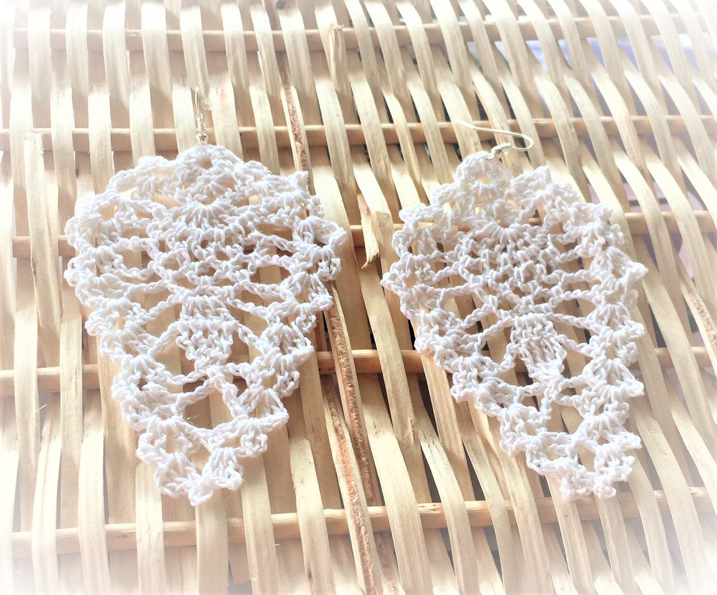 HAND CROCHET Tear Drop Earrings 2.5"