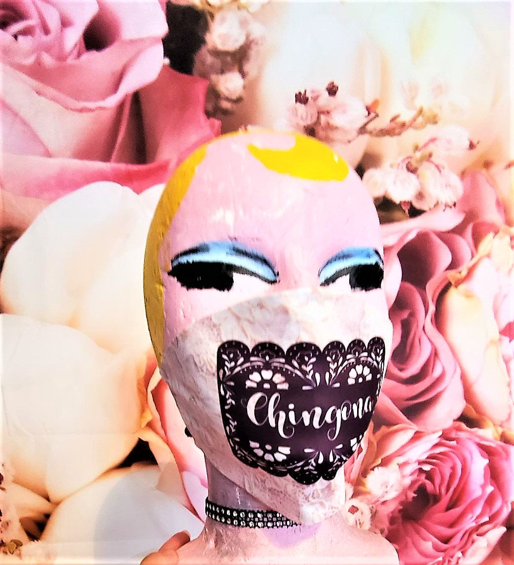 CHINGONA PINK LACE Papel Picado Print Adult Face Mask Double Laye