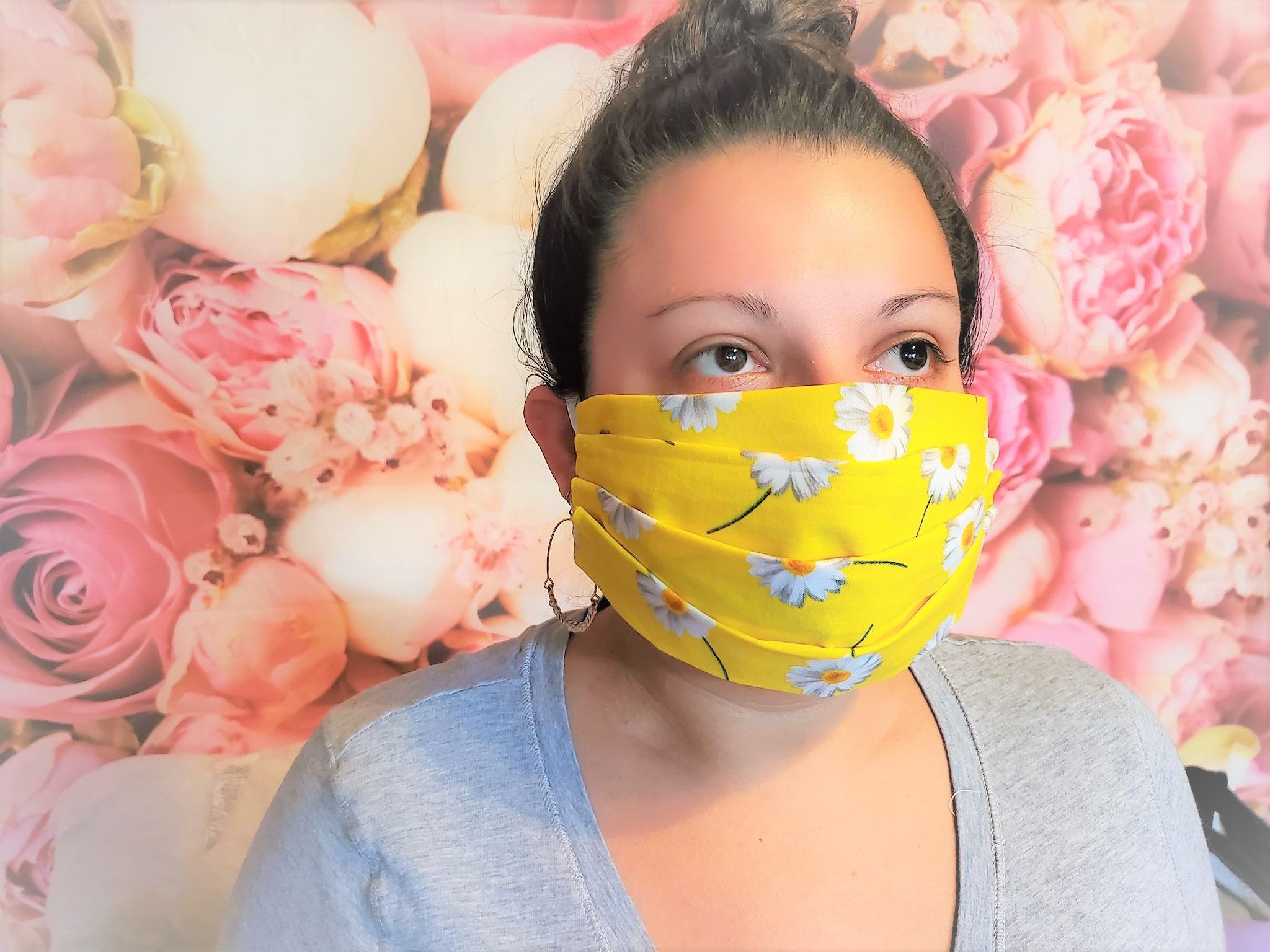DAISIES YELLOW MASK Adult Face Mask Double Layer We can customize it Mask Cover Washable Reusable Made in United States Orange, California