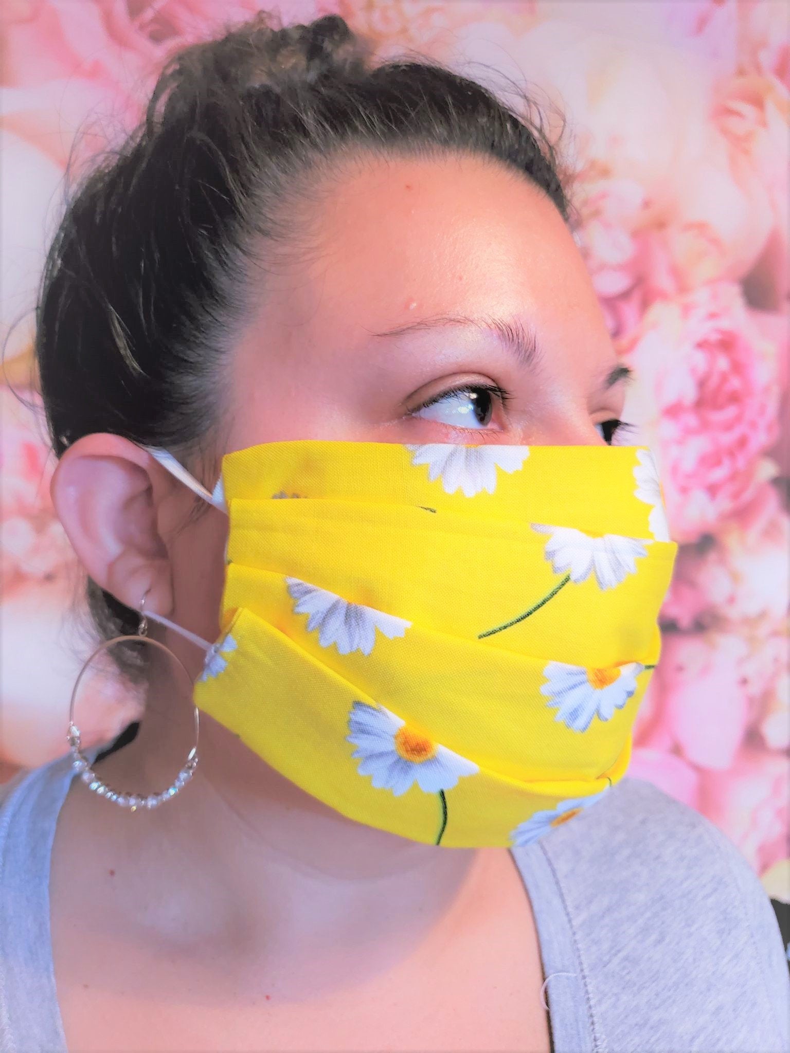 DAISIES YELLOW MASK Adult Face Mask Double Layer We can customize it Mask Cover Washable Reusable Made in United States Orange, California