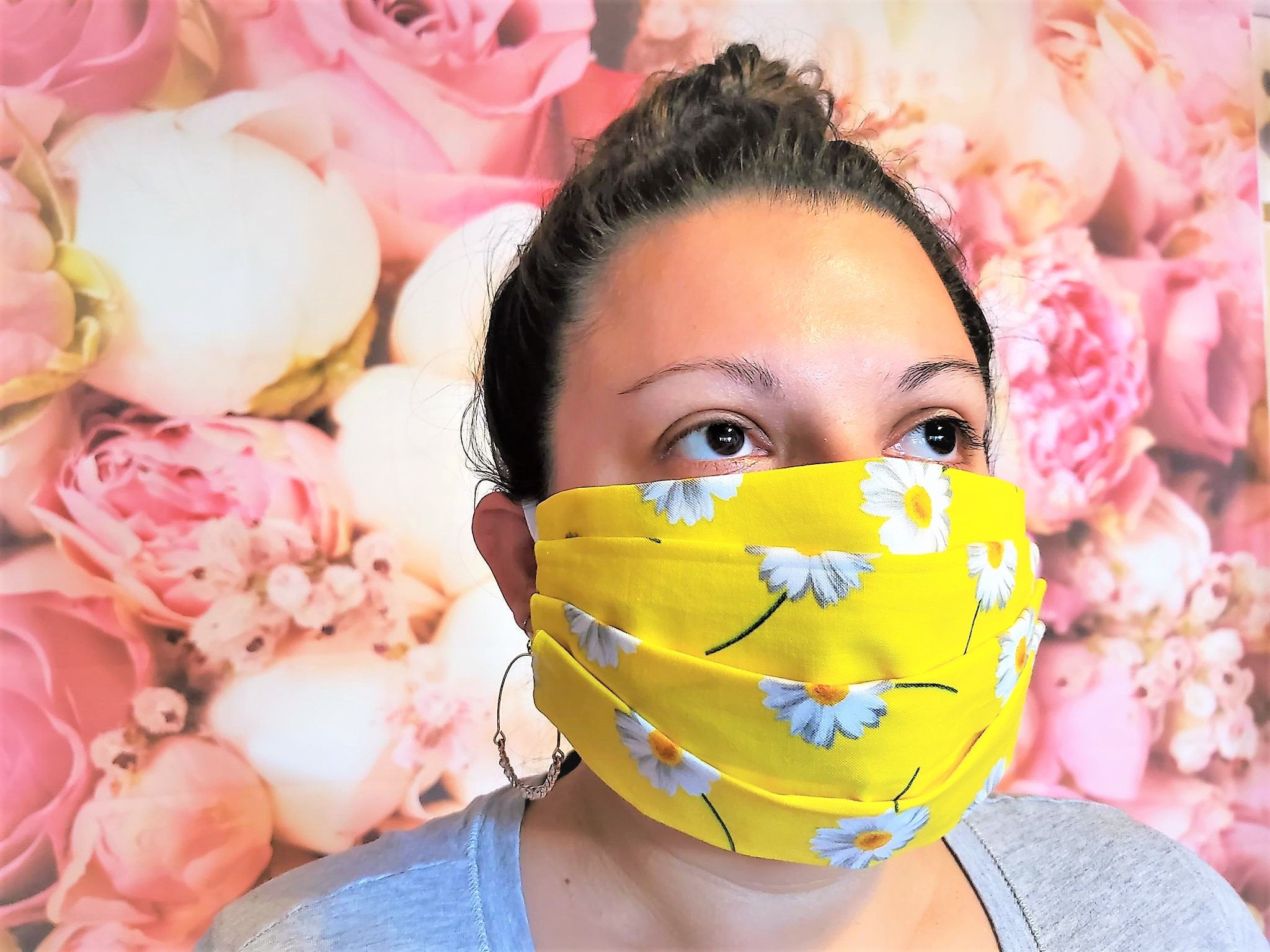 DAISIES YELLOW MASK Adult Face Mask Double Layer We can customize it Mask Cover Washable Reusable Made in United States Orange, California