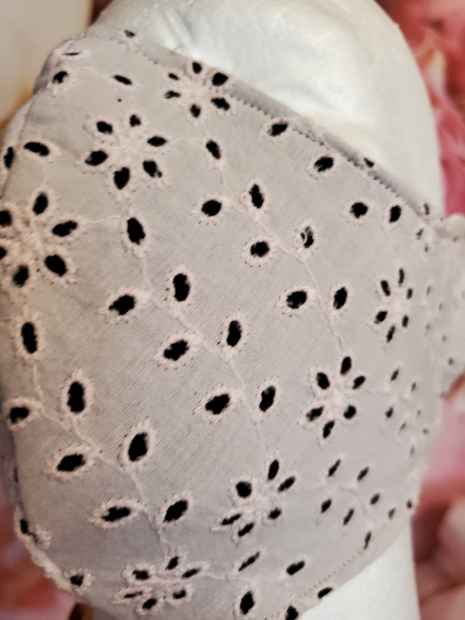 PINK EYELET FLOWER Adult Face Mask Double Layer Face Cover Washable Reusable Made in Orange, California