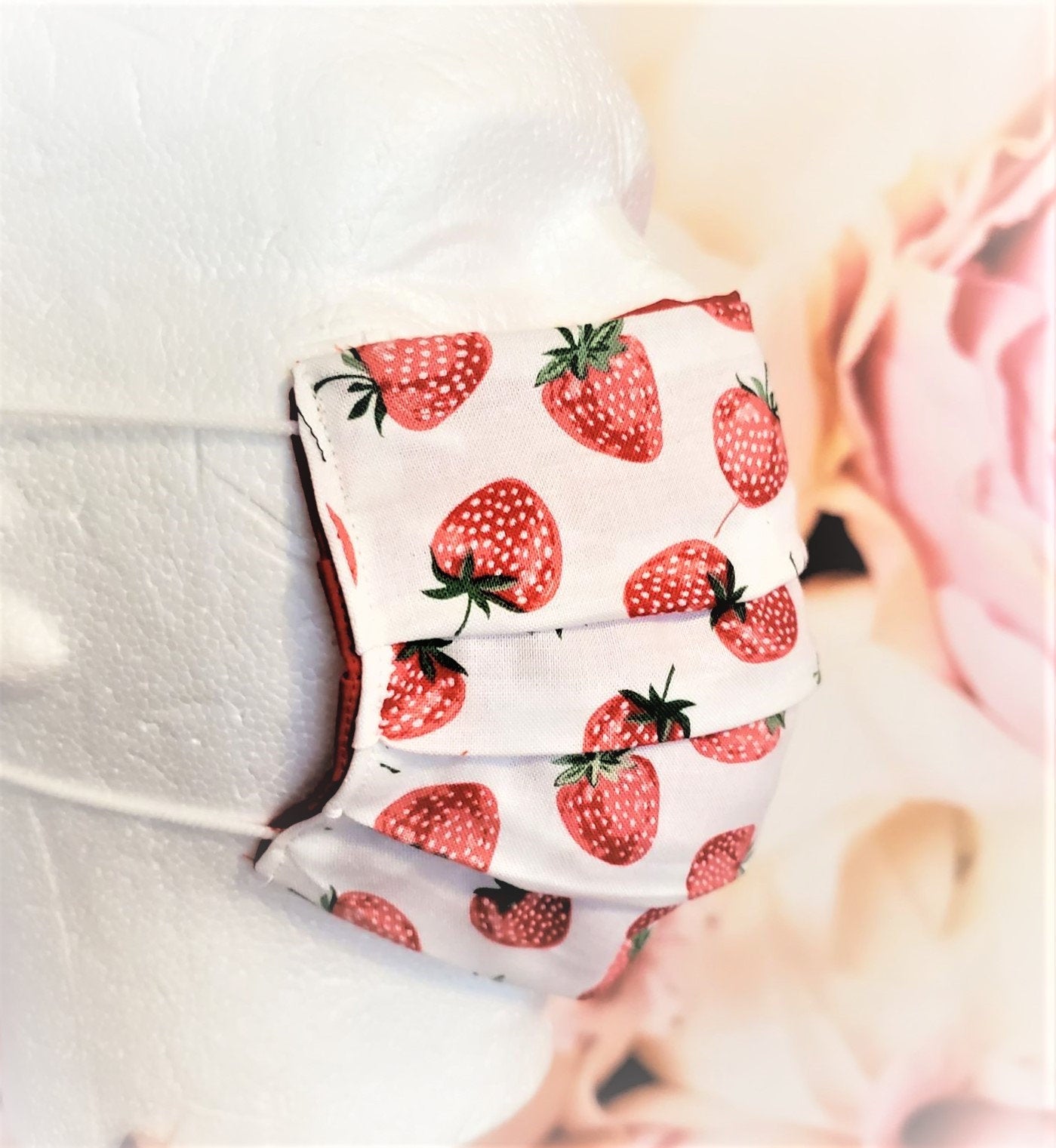 RED STRAWBERRIES MASK Adult Face Mask Double Layer We can customize it Mask Cover Washable Reusable Made in United States Orange, California