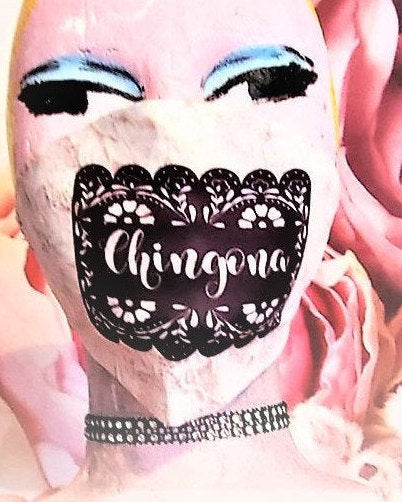 CHINGONA PINK LACE Papel Picado Print Adult Face Mask Double Laye