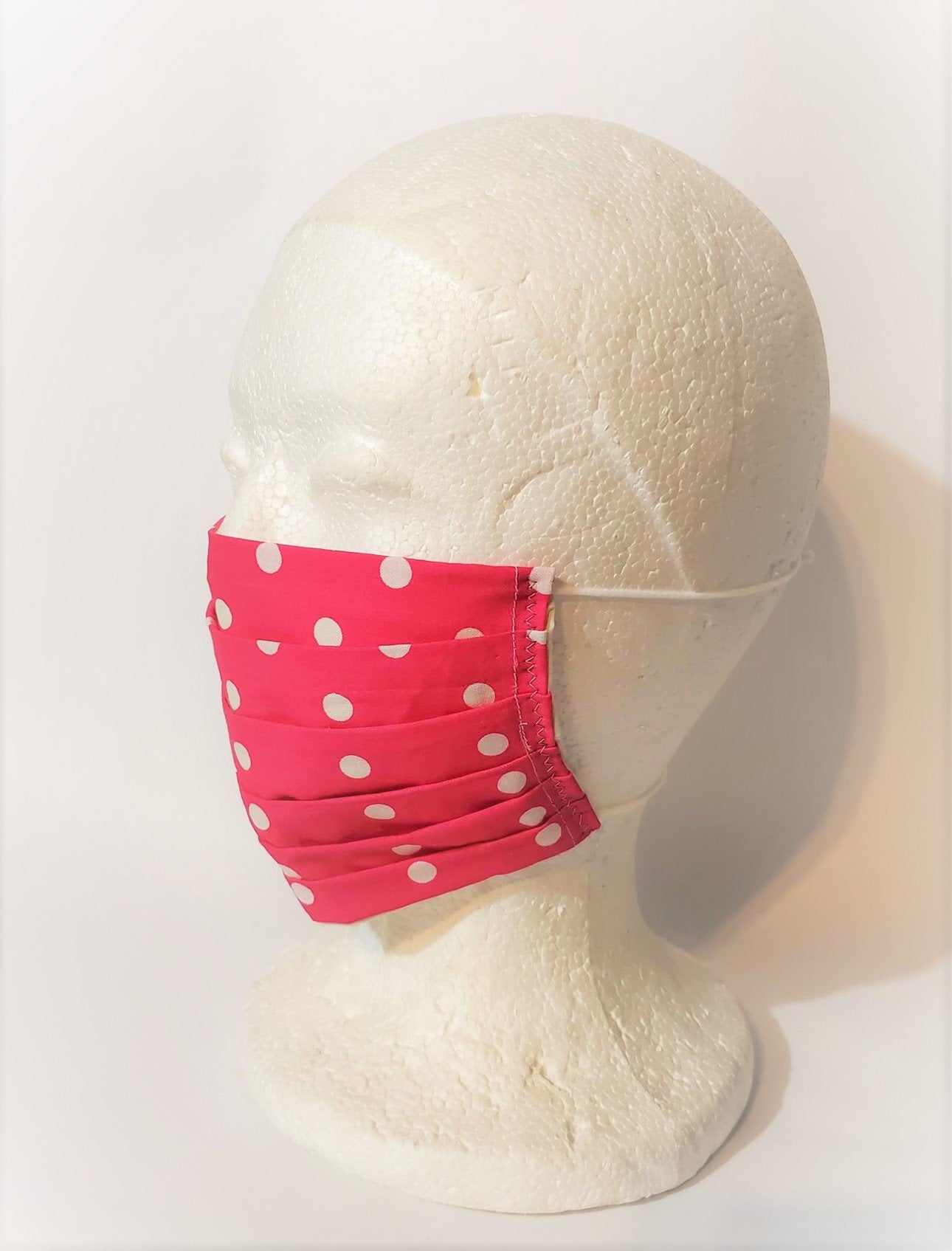 PINK WHITE POLKADOT Adult Face Mask Double Layer Face Cover Washable Reusable Made in Orange, California