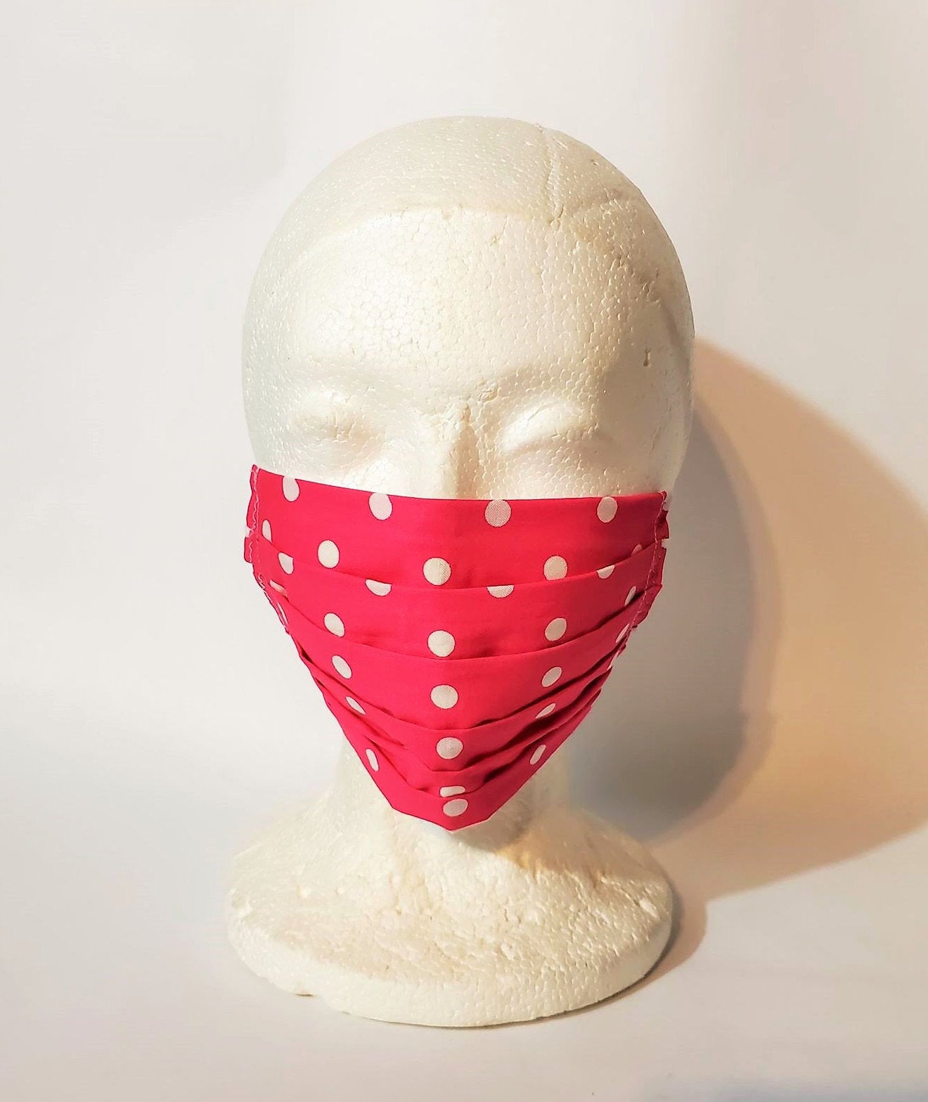 PINK WHITE POLKADOT Adult Face Mask Double Layer Face Cover Washable Reusable Made in Orange, California