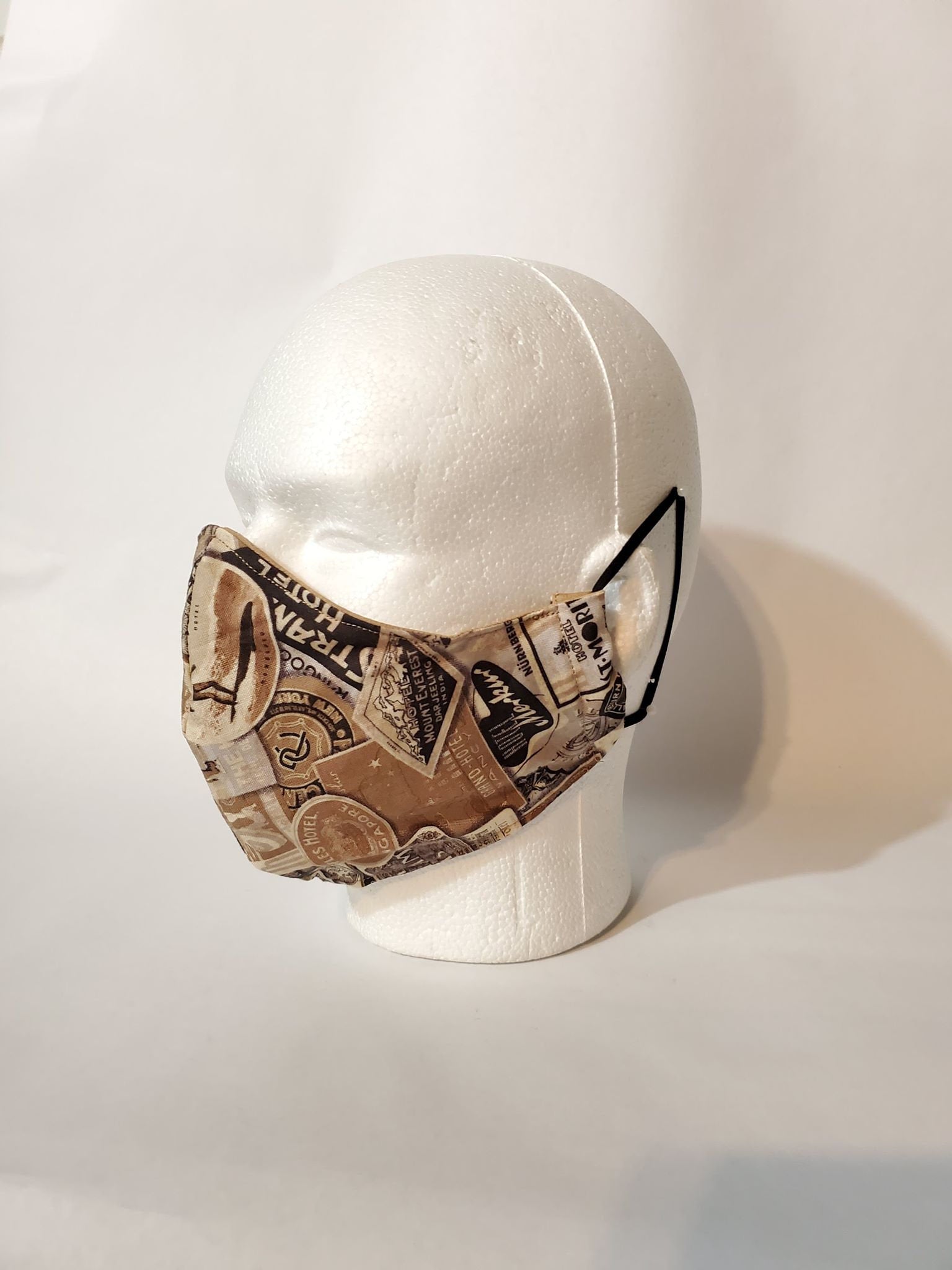 COUNTRIES TRAVEL BEIGE Adult Face Mask Double Layer Face Cover Washable Reusable Made in Orange, California