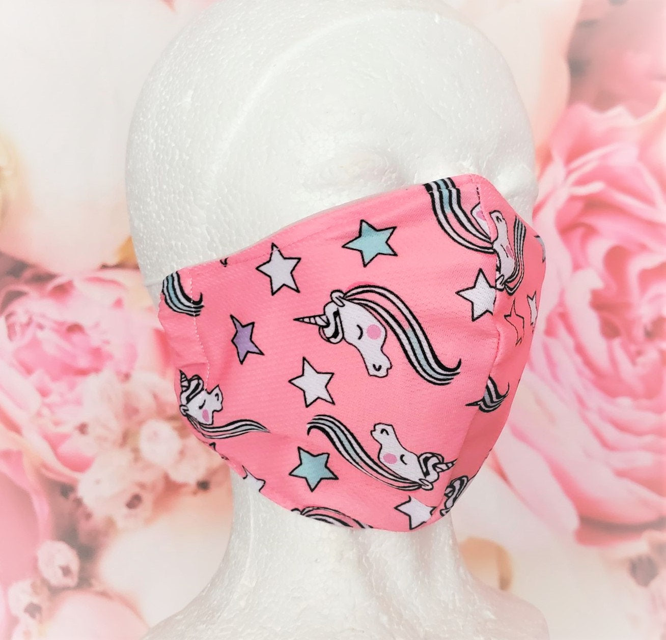 UNICORN STARS PINK Adult Face Mask Double Layer Face Cover Washable Reusable Made in Orange, California