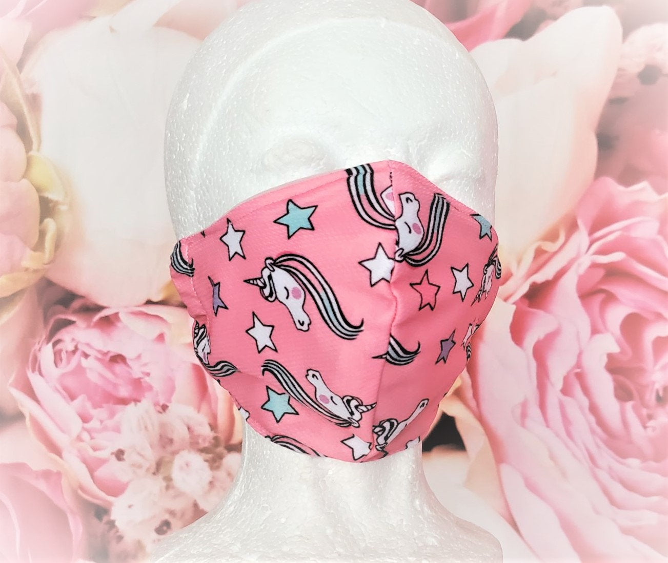 UNICORN STARS PINK Adult Face Mask Double Layer Face Cover Washable Reusable Made in Orange, California