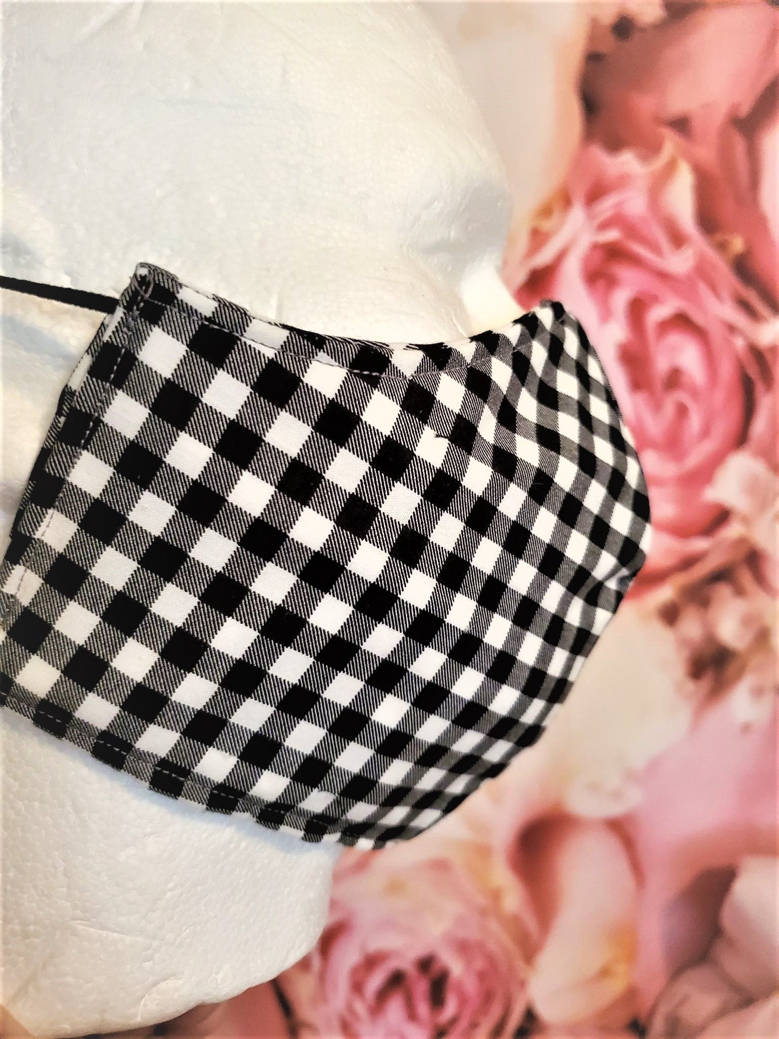 CHINGONA RED ROSE Embroidered Adult Face Mask Double Layer Face Cover Washable Reusable Made in Orange, California