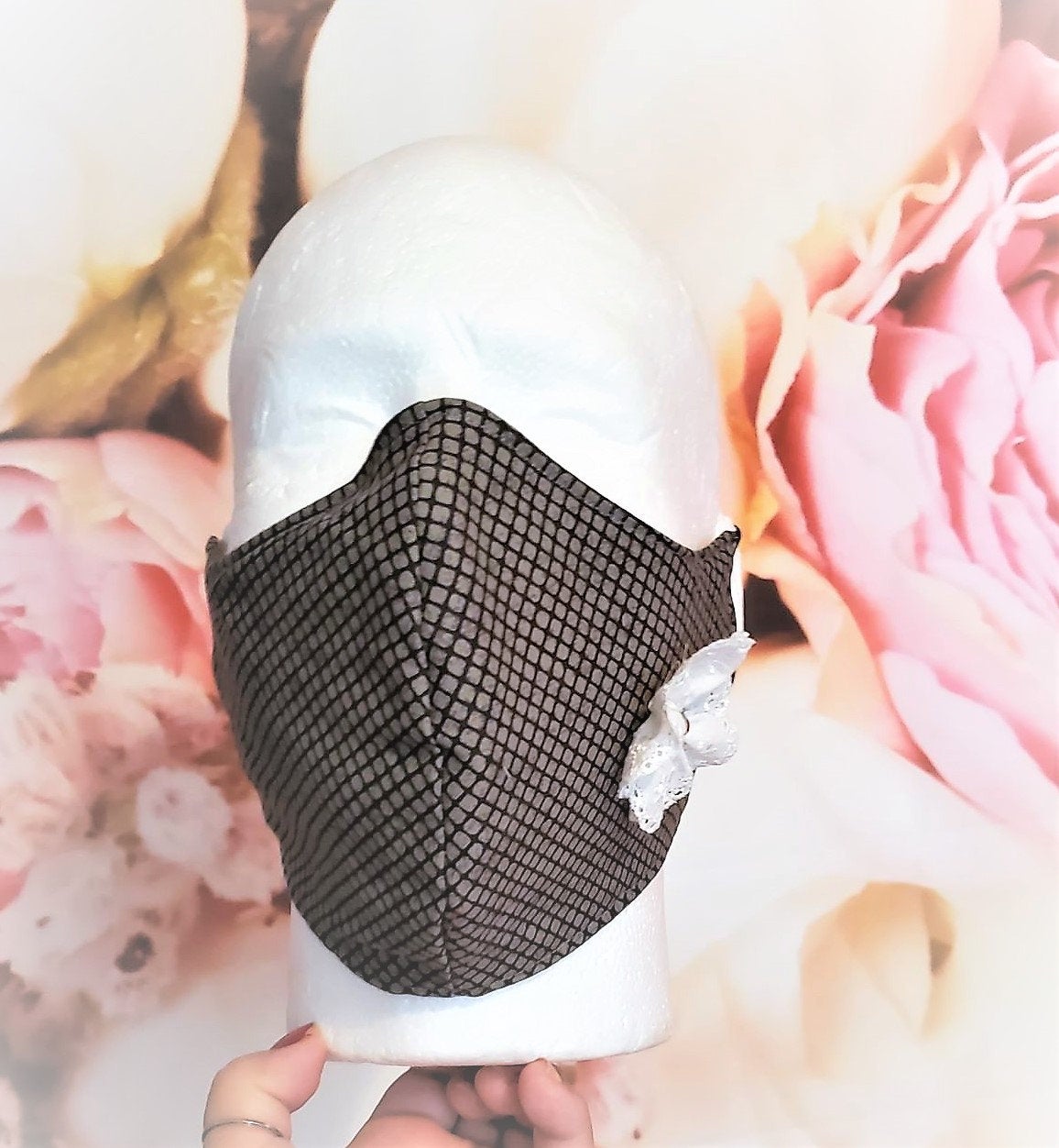 FLOWER BROWN METALLIC Adult Face Mask Double Layer Face Cover Washable Reusable Made in Orange, California