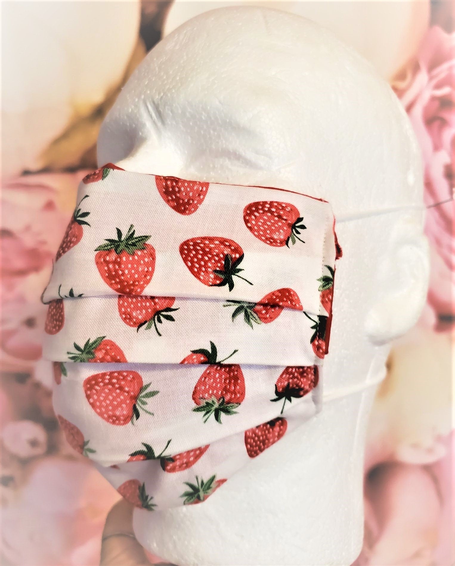 RED STRAWBERRIES MASK Adult Face Mask Double Layer We can customize it Mask Cover Washable Reusable Made in United States Orange, California