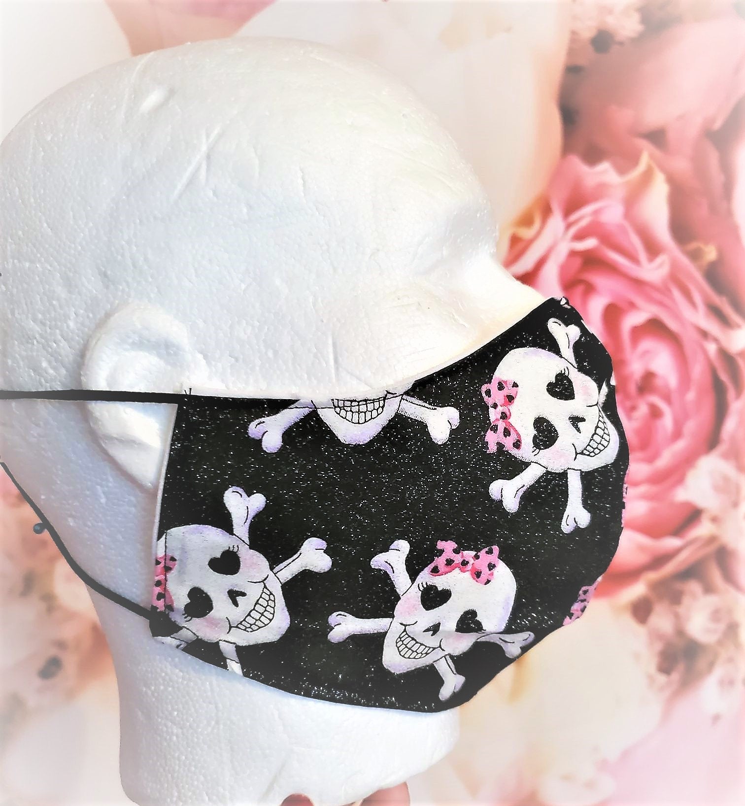 GLITTER SKULL with BOW Adult Face Mask