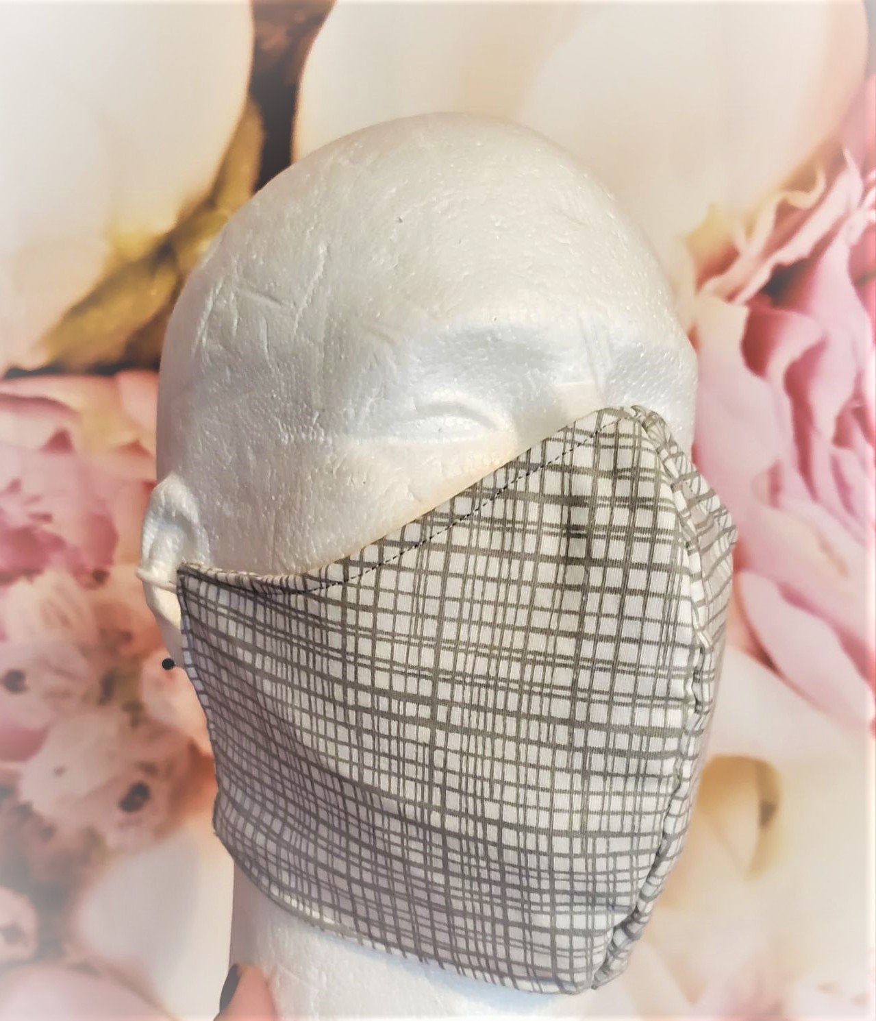 BEIGE STRIPES MEN'S Adult Face Mask Double Layer Mask Cover Washable Reusable Made in United States Orange, California