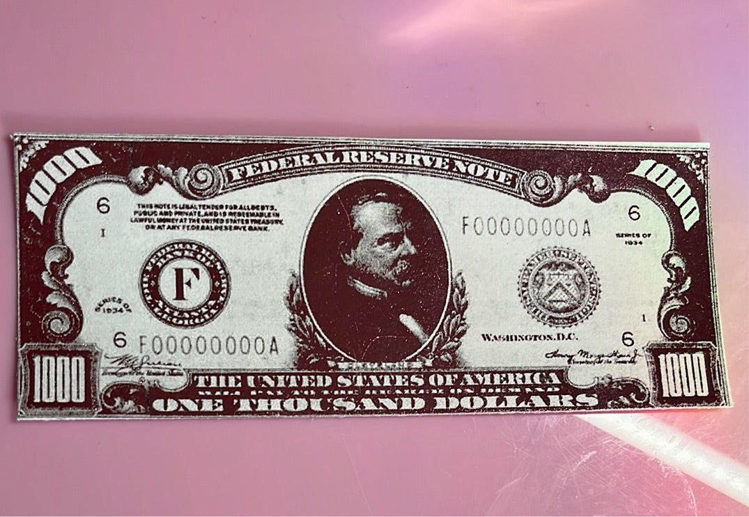 $1,000.00 foil bill marker