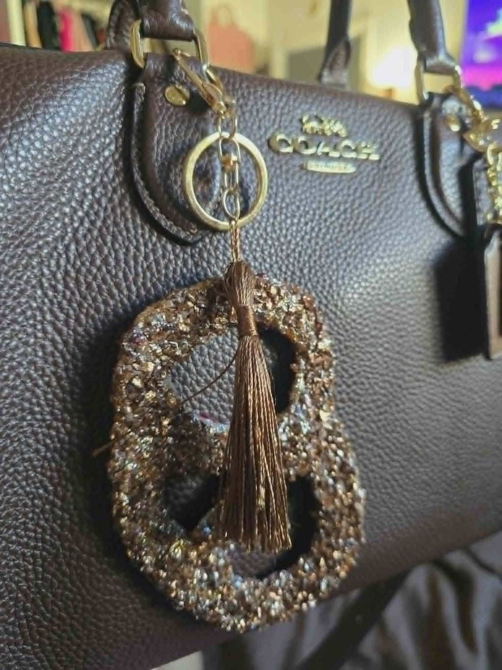 Blingy pretzel purse charm