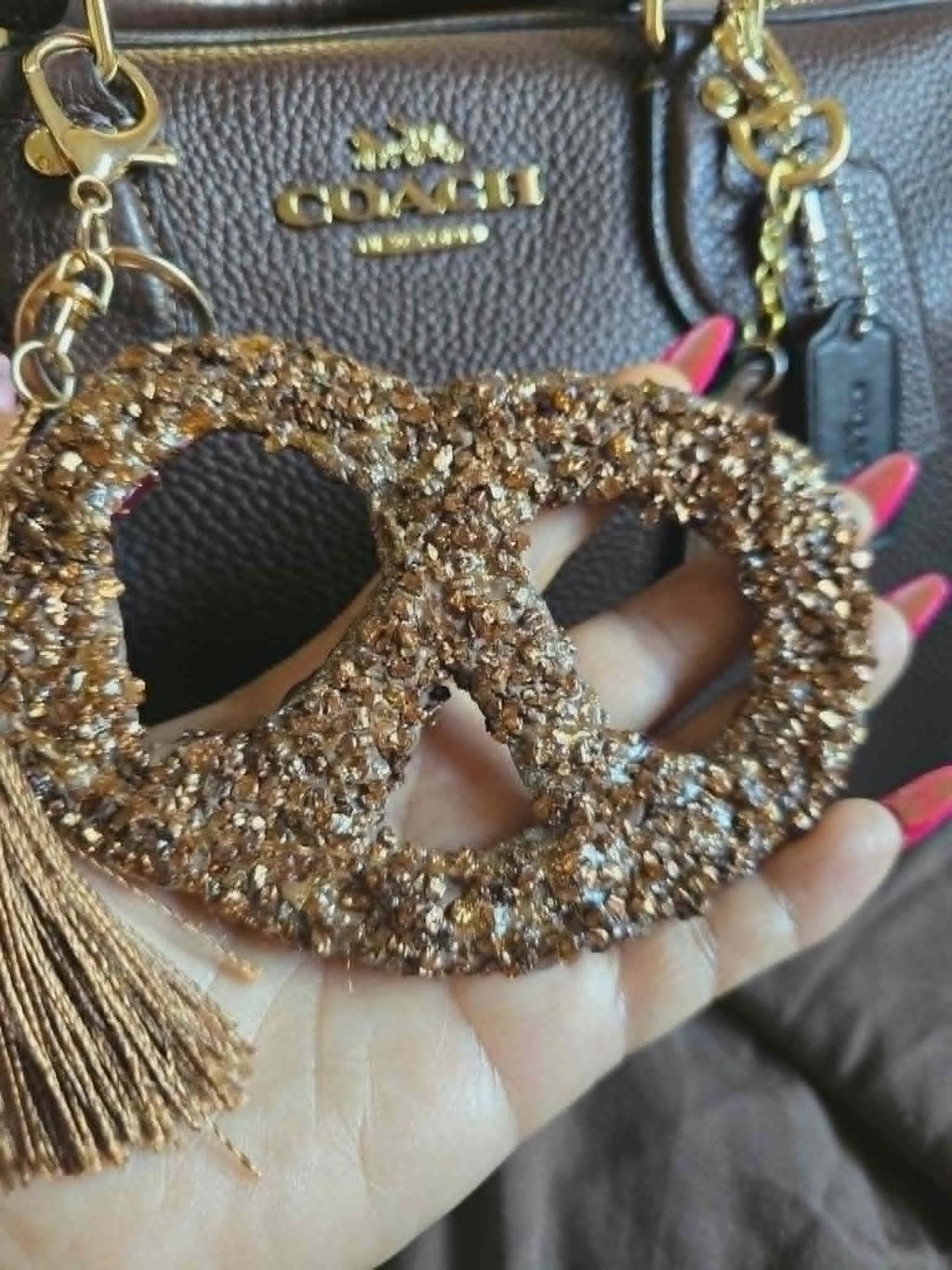 Blingy pretzel purse charm