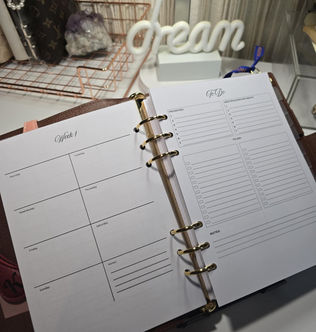 Minimal 2026 A5 Planner Inserts