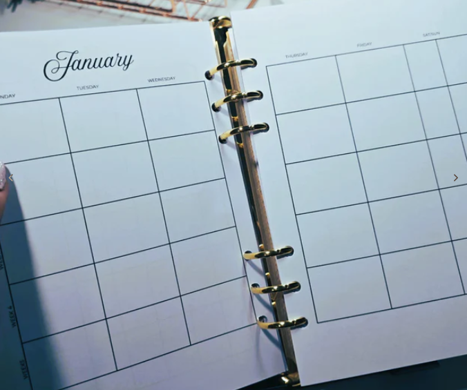 A5 Slim Inserts for Coach Agenda-monthly