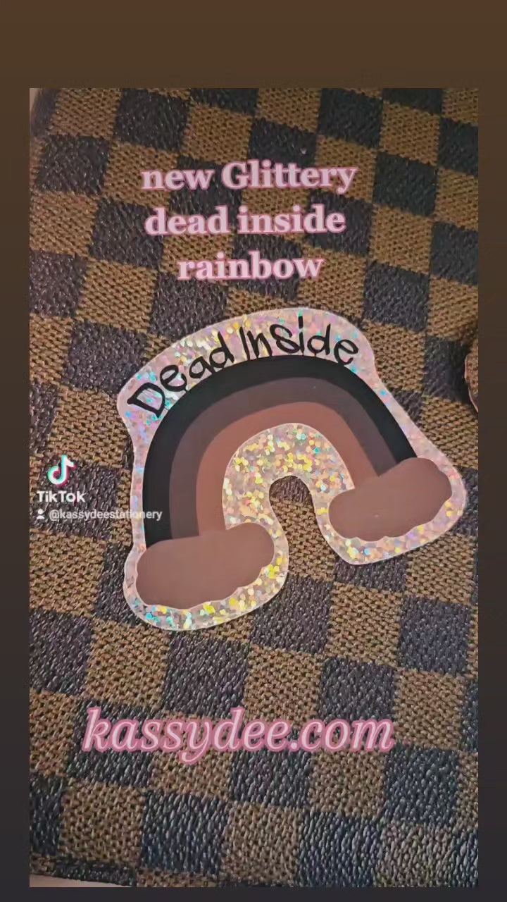 DEAD INSIDE RAINBOW Sticker Label Glossy Weather proof 3" Stickers