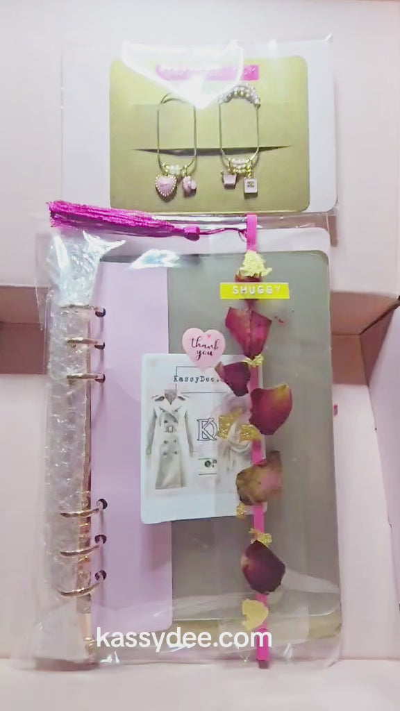 Clear Bookmark Pressed Roses and Gold Foil Flowers