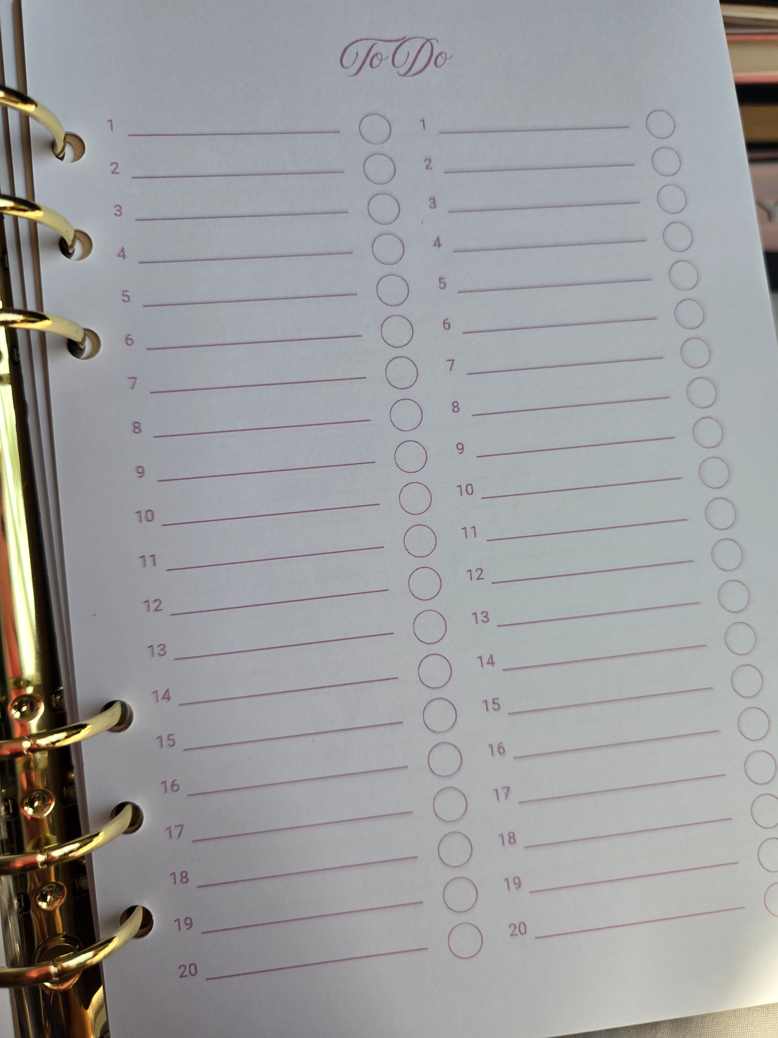 A5 PINK Planner Inserts (GM) Standard Kit