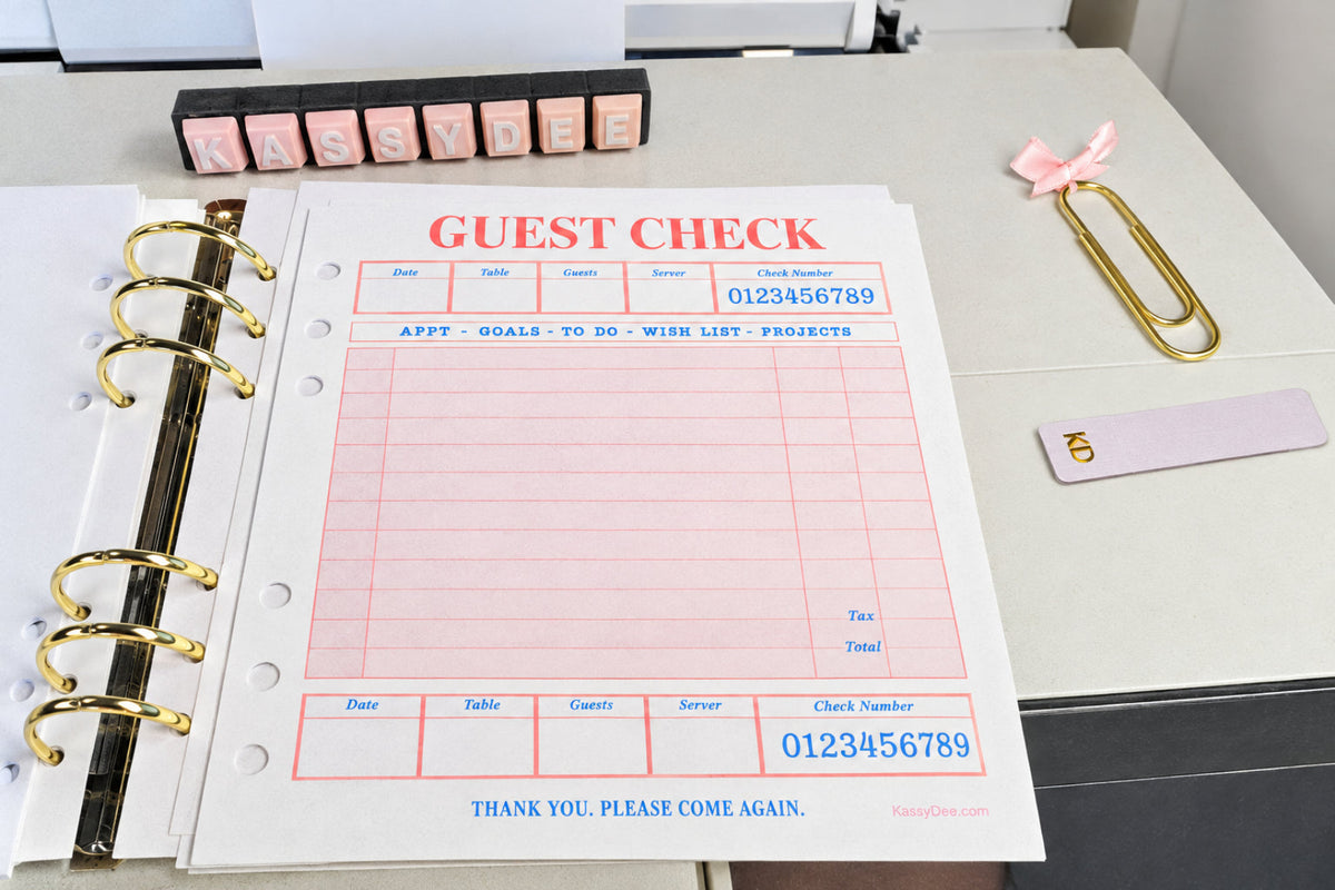 PINK VINTAGE STYLE RECEIPT TO DO LIST