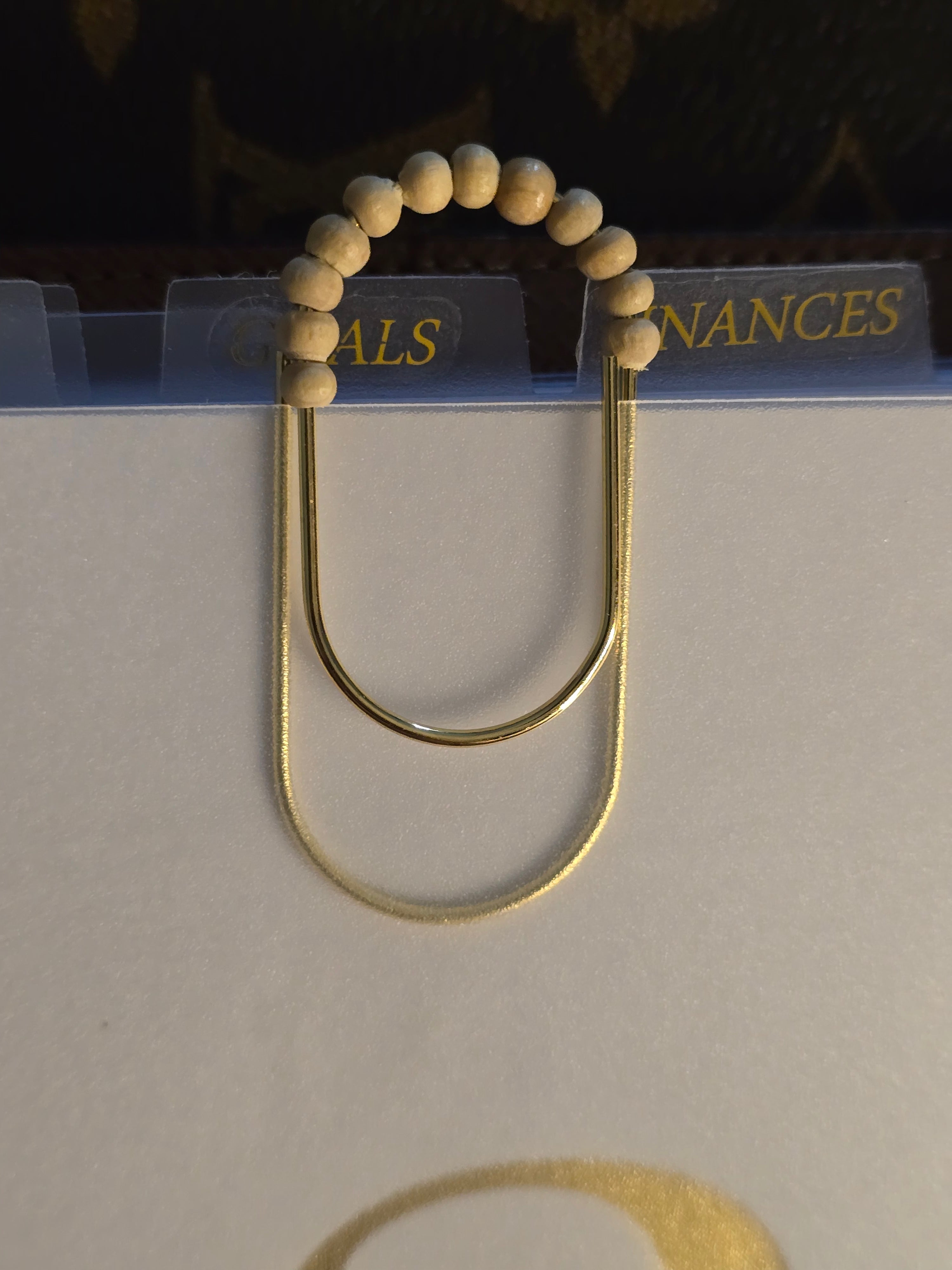 Wood beaded Paper Clip Bookmark