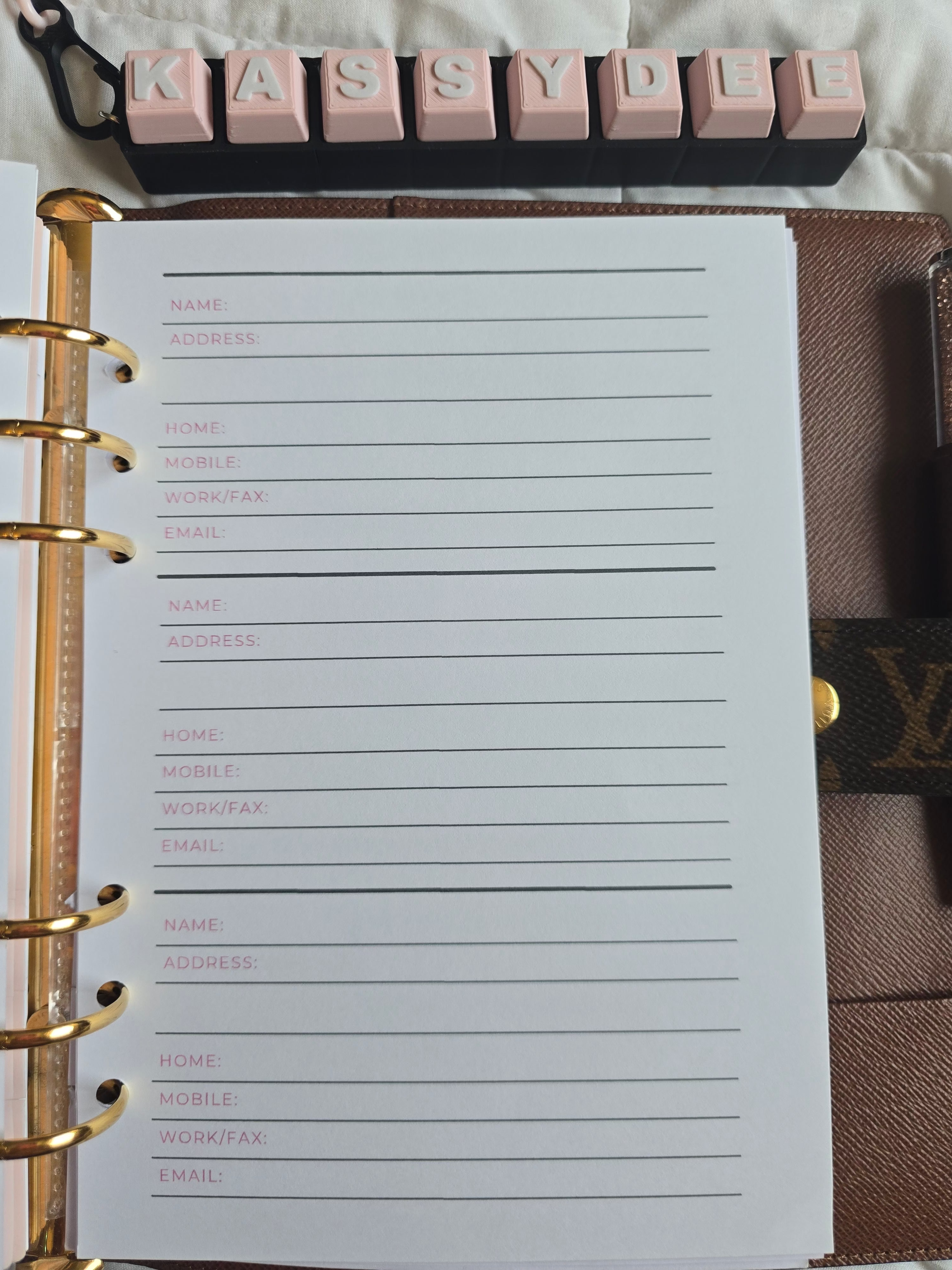 A5 PINK Planner Inserts (GM) Standard Kit