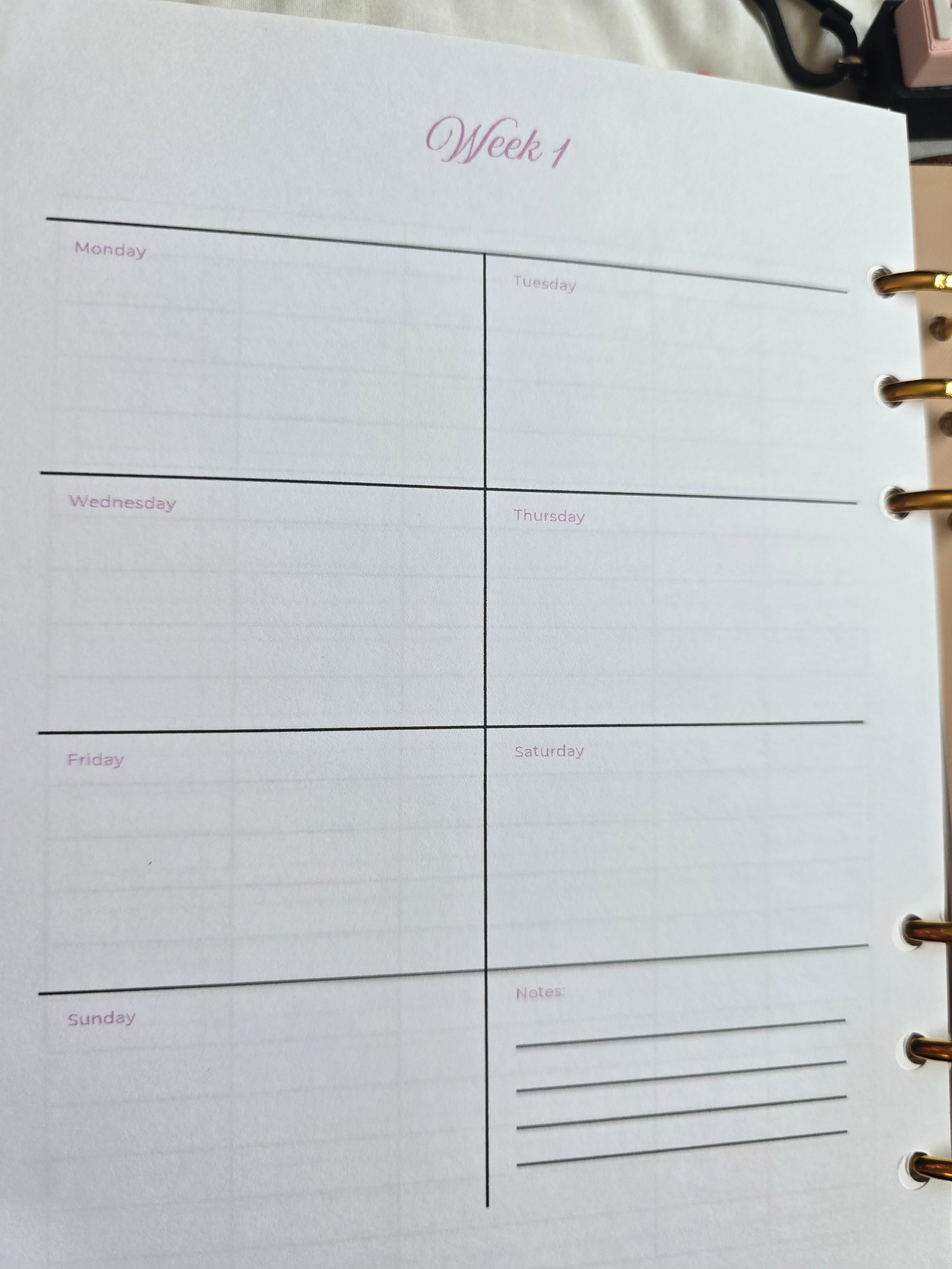 A5 PINK Planner Inserts (GM) Standard Kit