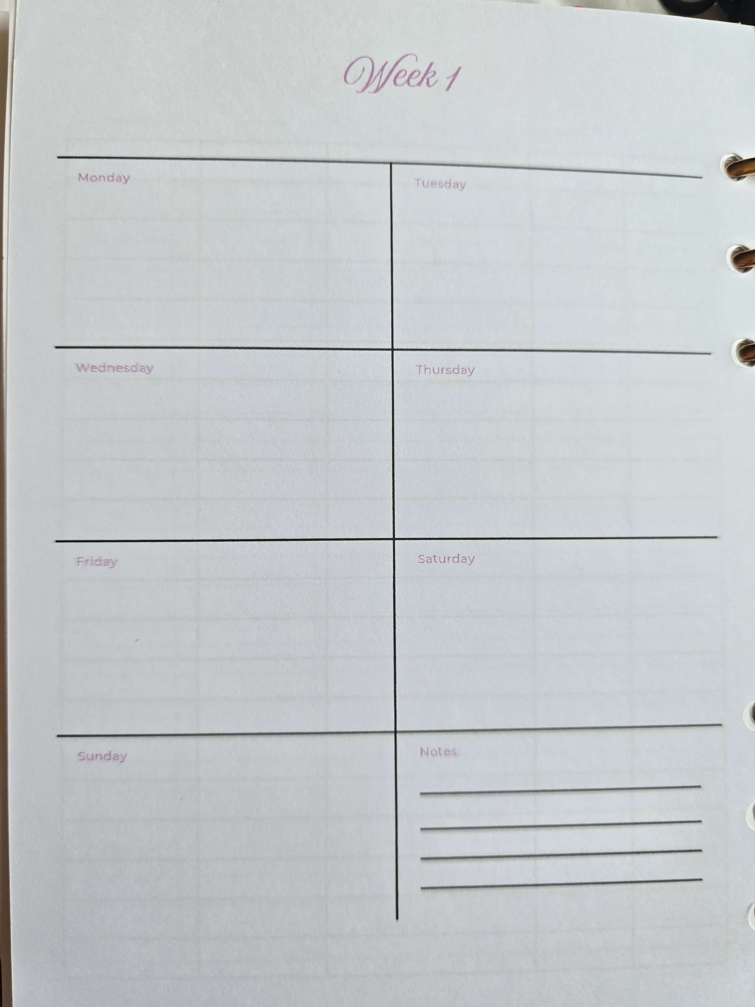 A5 PINK Planner Inserts (GM) Standard Kit