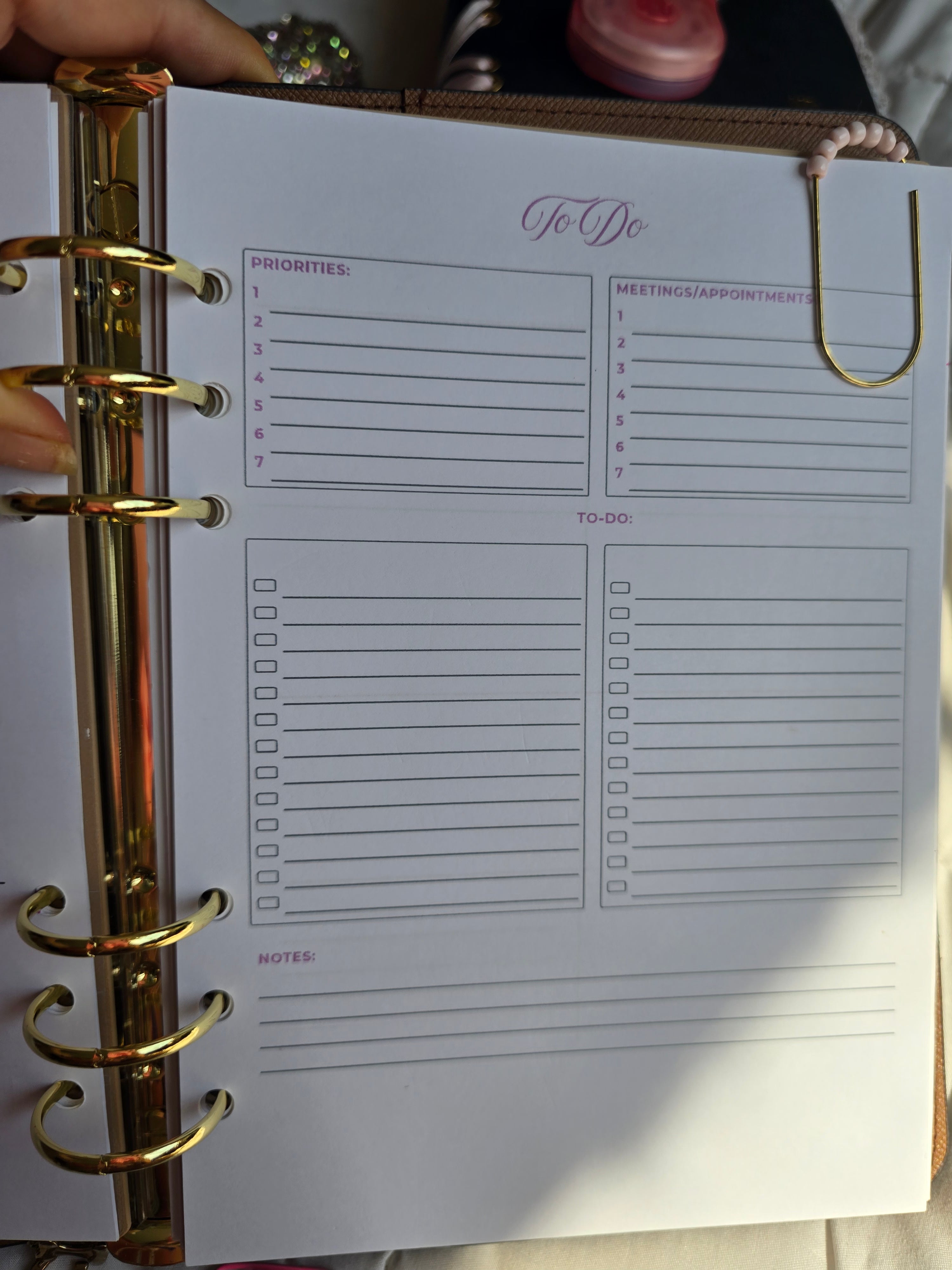A5 PINK Planner Inserts (GM) Standard Kit
