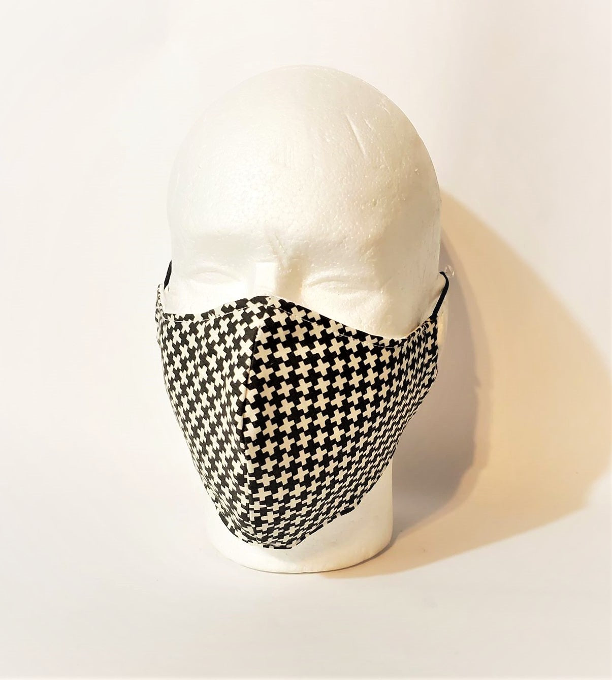 Black with White Crosses Handmade Print Adult Face Mask Organic Cotton