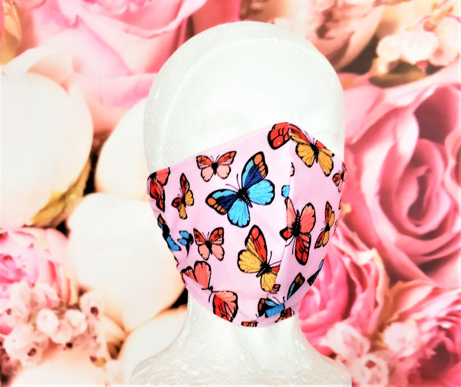 Butterflies Pink Adult Face Mask Organic Cotton