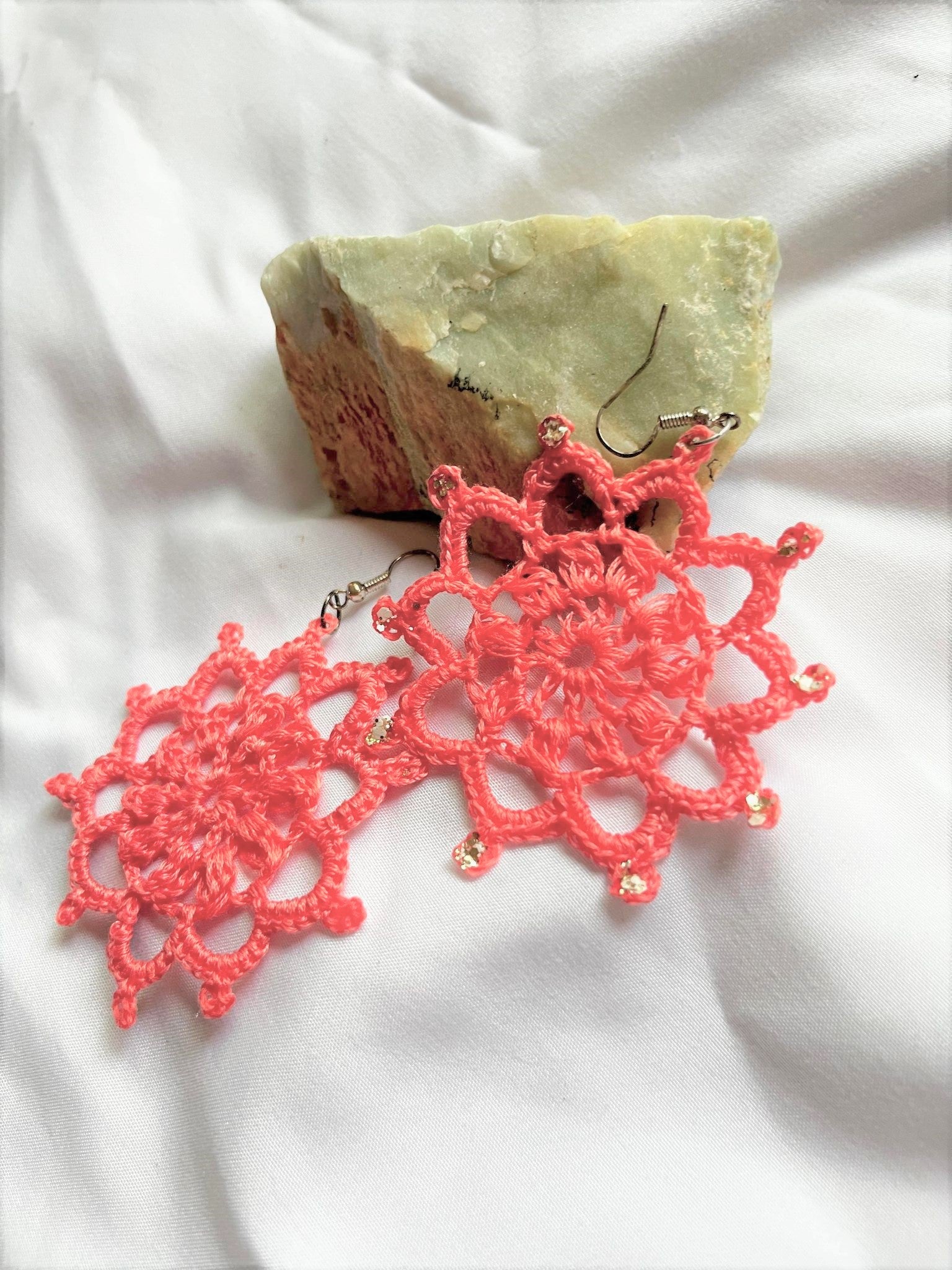 HAND CROCHET STAR Earrings 2.5"
